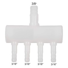 4-Way Plastic Airline Splitter - 3/8" x 3/16" for Aquariums and Small tanks